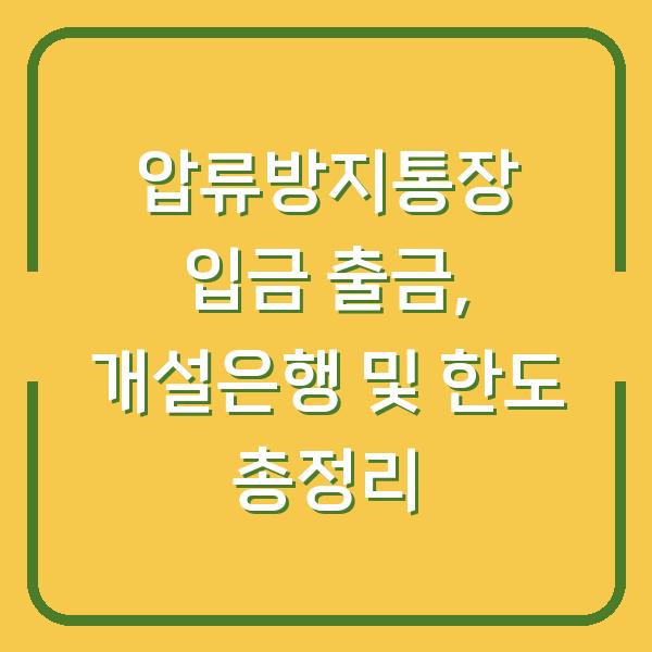 압류방지통장 입금 출금, 개설은행 및 한도 총정리