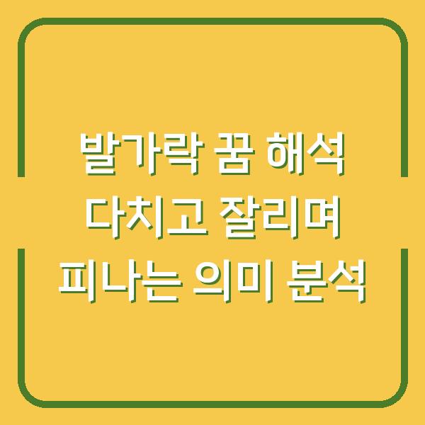 발가락 꿈 해석 다치고 잘리며 피나는 의미 분석