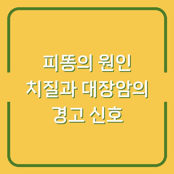 피똥의 원인 치질과 대장암의 경고 신호