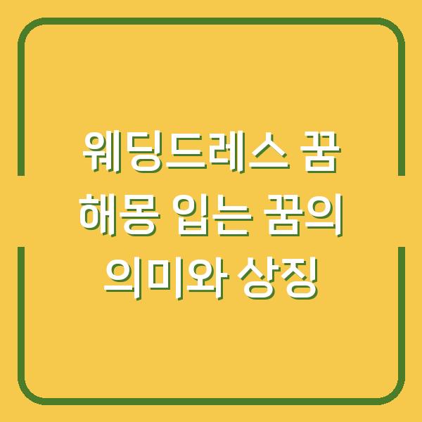 웨딩드레스 꿈 해몽 입는 꿈의 의미와 상징