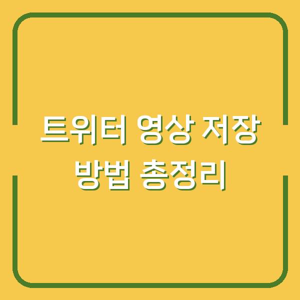 트위터 영상 저장 방법 총정리