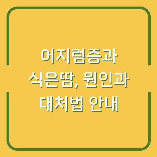 어지럼증과 식은땀, 원인과 대처법 안내