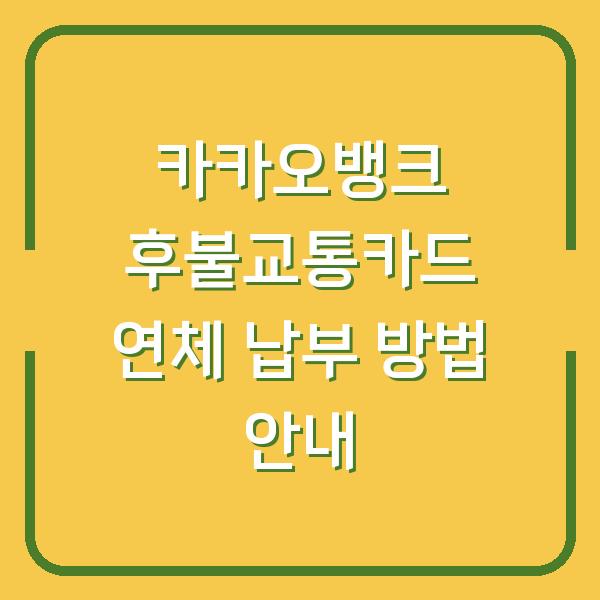 카카오뱅크 후불교통카드 연체 납부 방법 안내