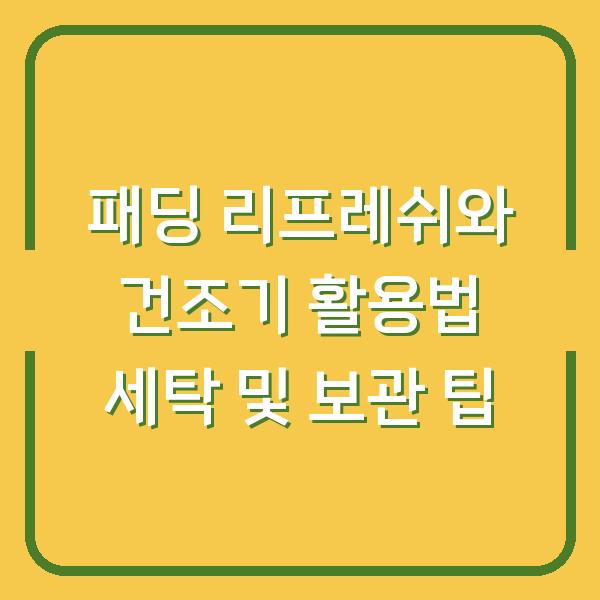 패딩 리프레쉬와 건조기 활용법 세탁 및 보관 팁
