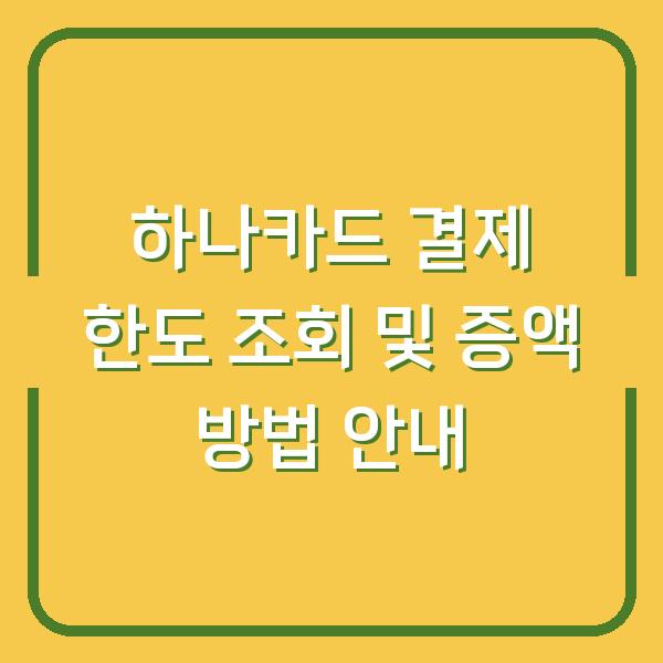 하나카드 결제 한도 조회 및 증액 방법 안내