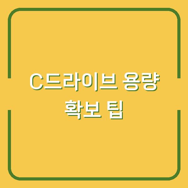 C드라이브 용량 확보 팁