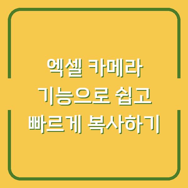 엑셀 카메라 기능으로 쉽고 빠르게 복사하기