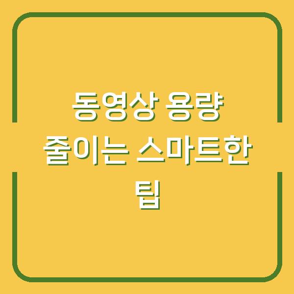 동영상 용량 줄이는 스마트한 팁