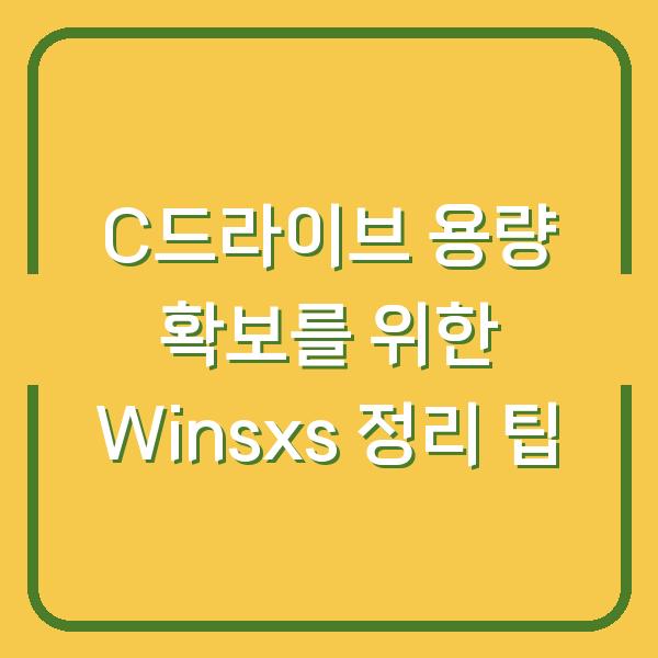 C드라이브 용량 확보를 위한 Winsxs 정리 팁