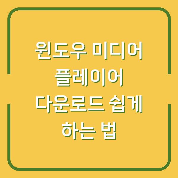 윈도우 미디어 플레이어 다운로드 쉽게 하는 법