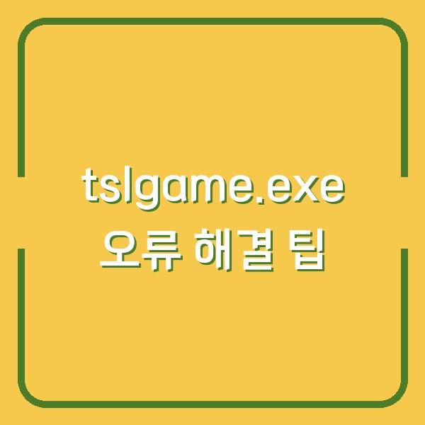 tslgame.exe 오류 해결 팁