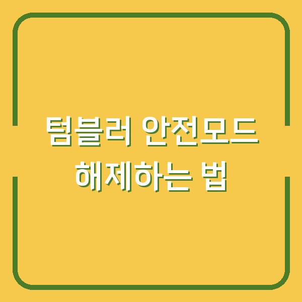 텀블러 안전모드 해제하는 법