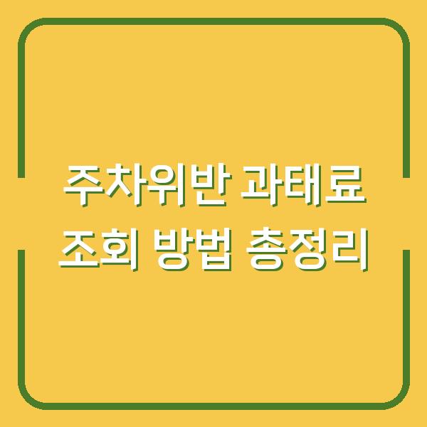 주차위반 과태료 조회 방법 총정리