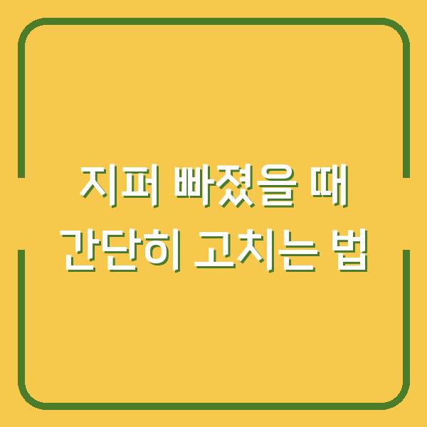 지퍼 빠졌을 때 간단히 고치는 법