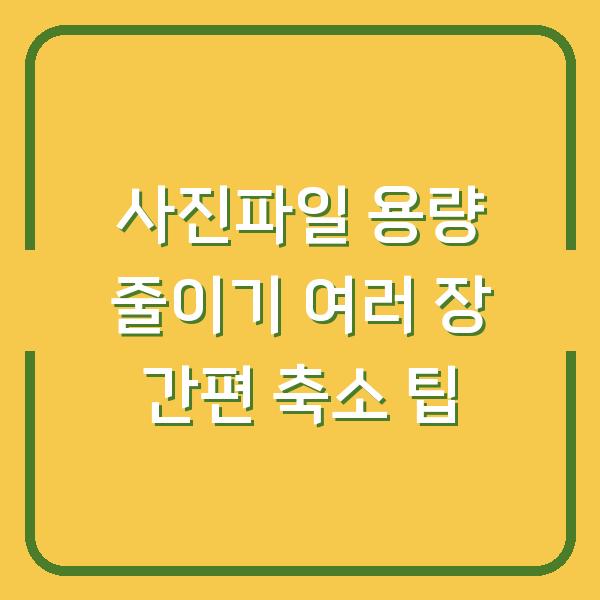 사진파일 용량 줄이기 여러 장 간편 축소 팁