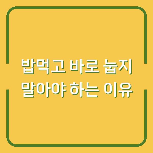 밥먹고 바로 눕지 말아야 하는 이유