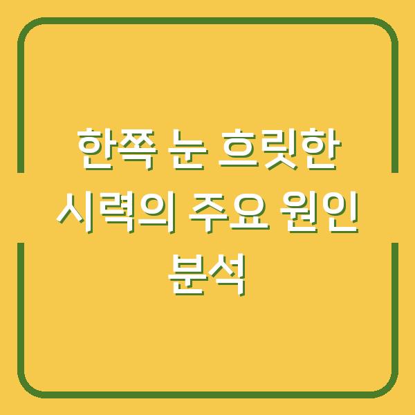 한쪽 눈 흐릿한 시력의 주요 원인 분석