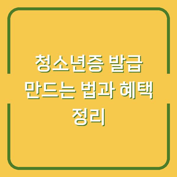 청소년증 발급 만드는 법과 혜택 정리