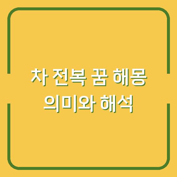 차 전복 꿈 해몽 의미와 해석