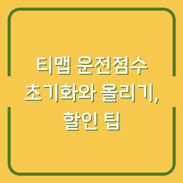 티맵 운전점수 초기화와 올리기, 할인 팁