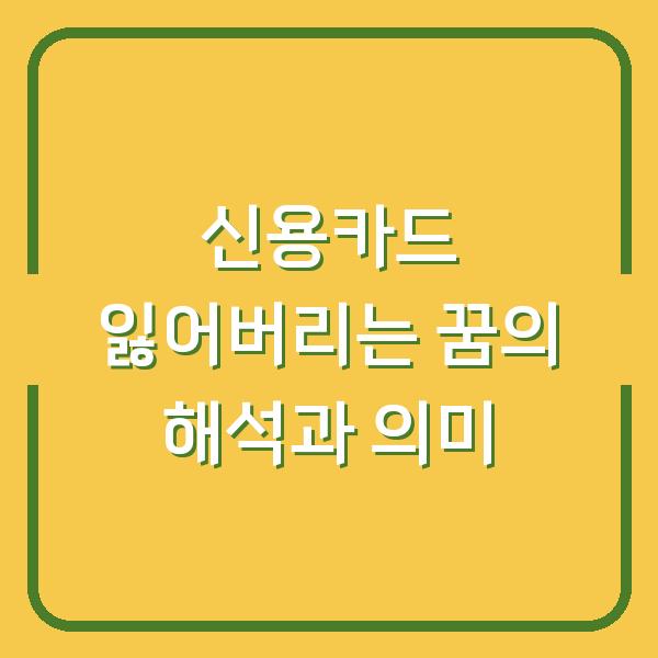 신용카드 잃어버리는 꿈의 해석과 의미