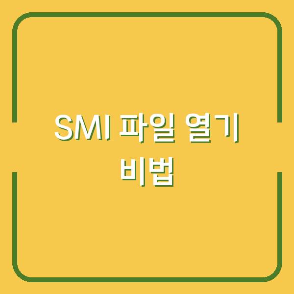 SMI 파일 열기 비법