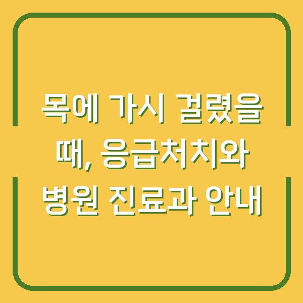 목에 가시 걸렸을 때, 응급처치와 병원 진료과 안내