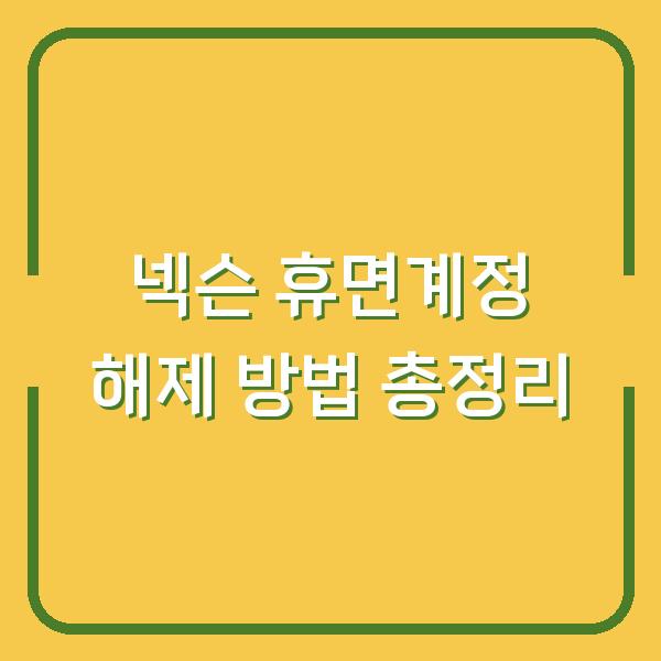 넥슨 휴면계정 해제 방법 총정리