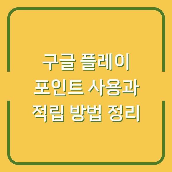 구글 플레이 포인트 사용과 적립 방법 정리