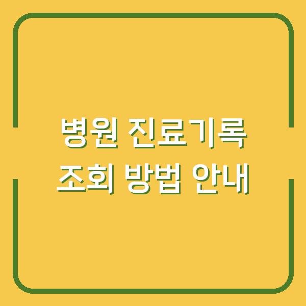 병원 진료기록 조회 방법 안내