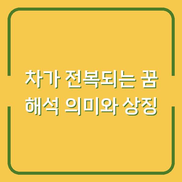 차가 전복되는 꿈 해석 의미와 상징