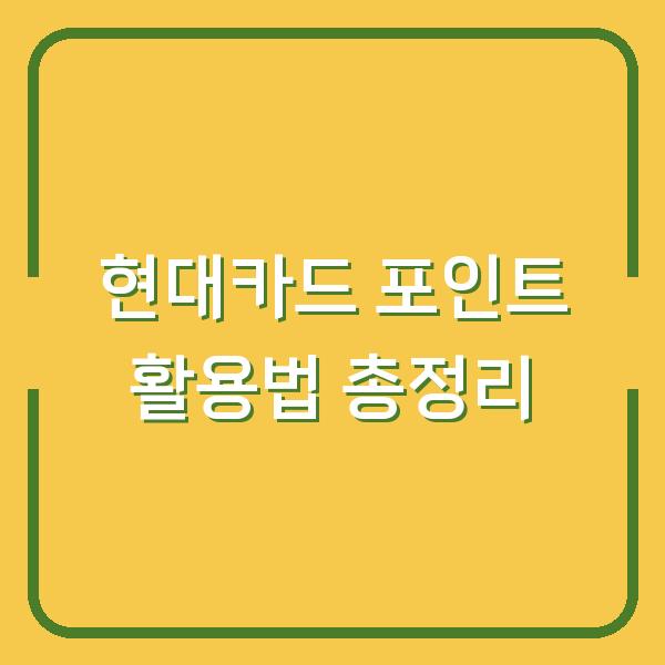 현대카드 포인트 활용법 총정리