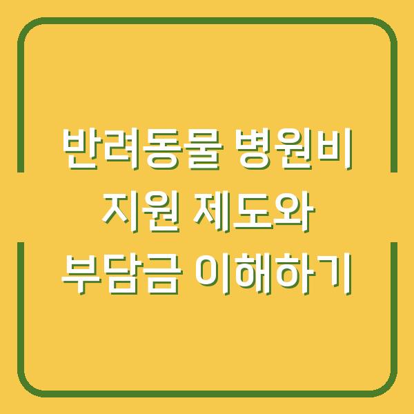 반려동물 병원비 지원 제도와 부담금 이해하기