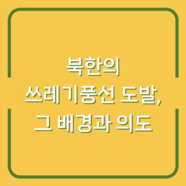 북한의 쓰레기풍선 도발, 그 배경과 의도