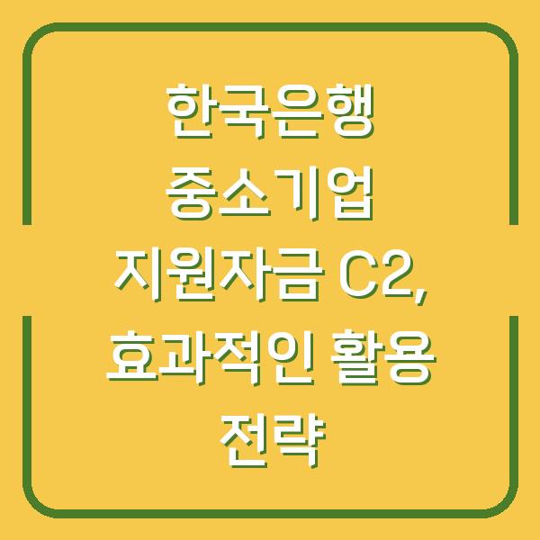 한국은행 중소기업 지원자금 C2, 효과적인 활용 전략