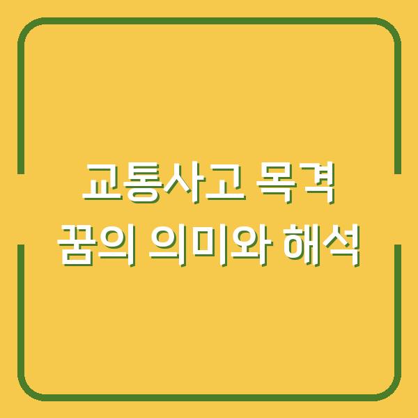 교통사고 목격 꿈의 의미와 해석