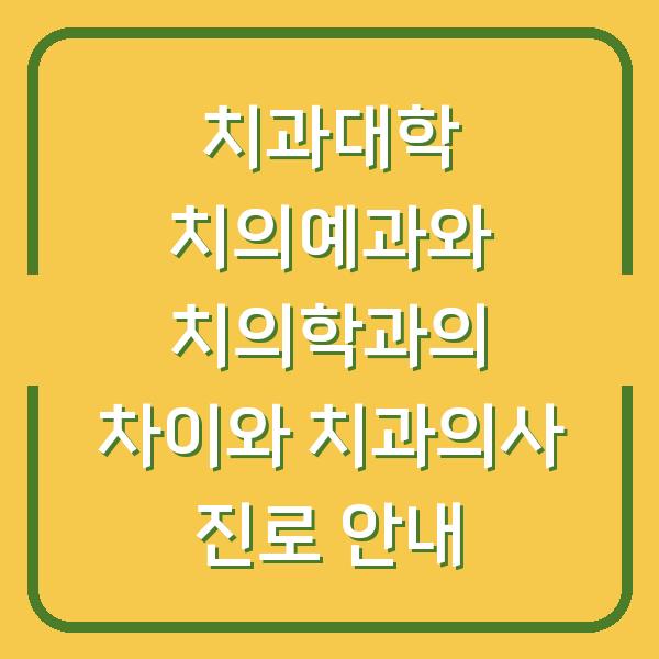 치과대학 치의예과와 치의학과의 차이와 치과의사 진로 안내