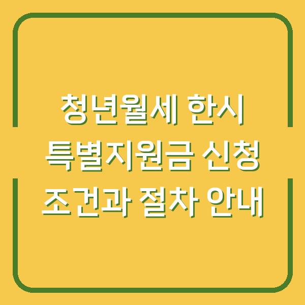 청년월세 한시 특별지원금 신청 조건과 절차 안내