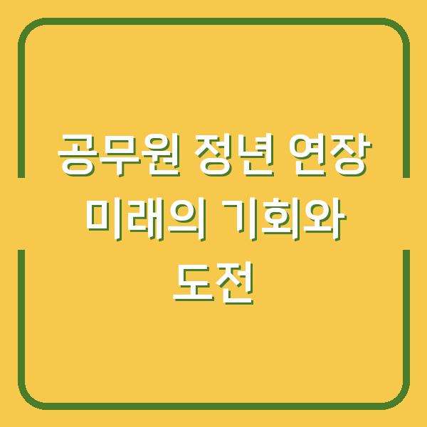 공무원 정년 연장 미래의 기회와 도전