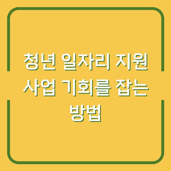 청년 일자리 지원 사업 기회를 잡는 방법