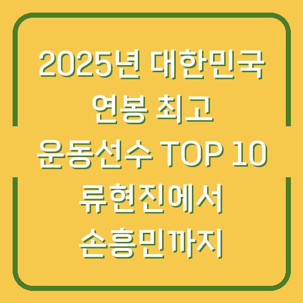 2025년 대한민국 연봉 최고 운동선수 TOP 10 류현진에서 손흥민까지