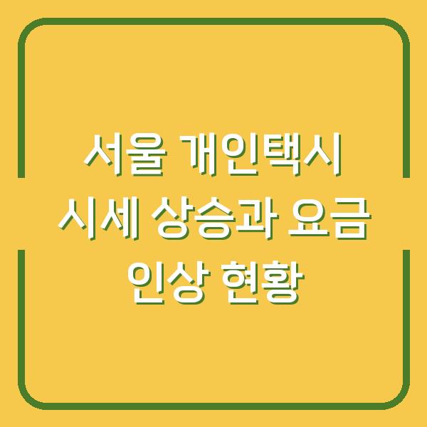 서울 개인택시 시세 상승과 요금 인상 현황