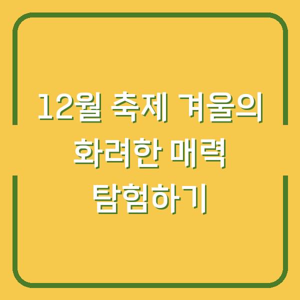 12월 축제 겨울의 화려한 매력 탐험하기