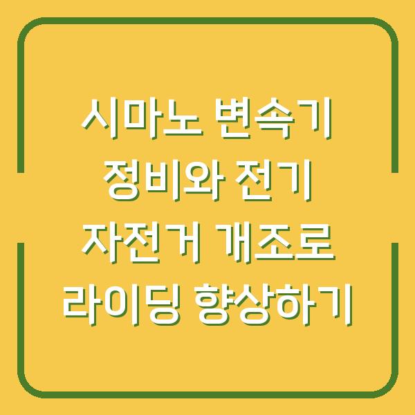 시마노 변속기 정비와 전기 자전거 개조로 라이딩 향상하기