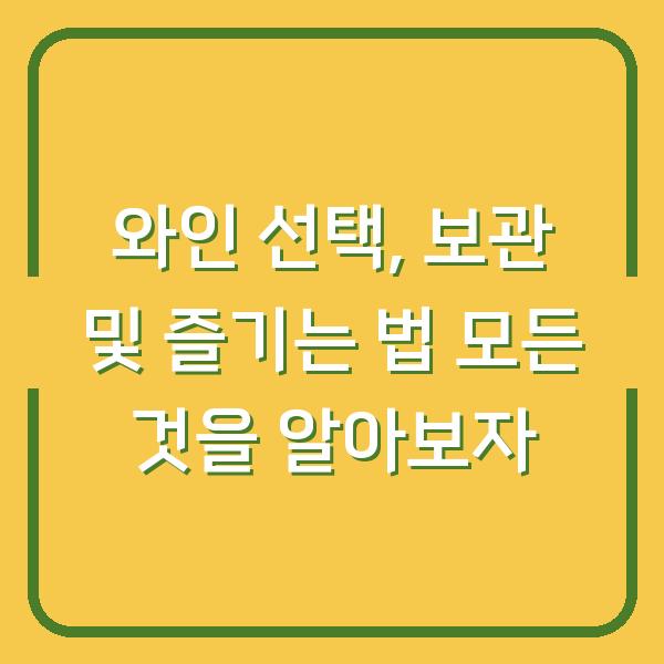 와인 선택, 보관 및 즐기는 법 모든 것을 알아보자