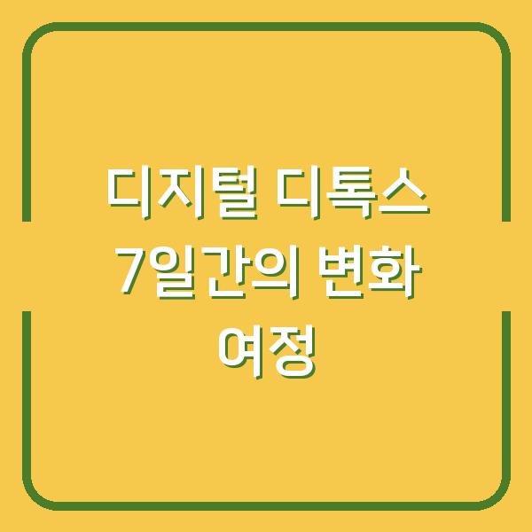 디지털 디톡스 7일간의 변화 여정