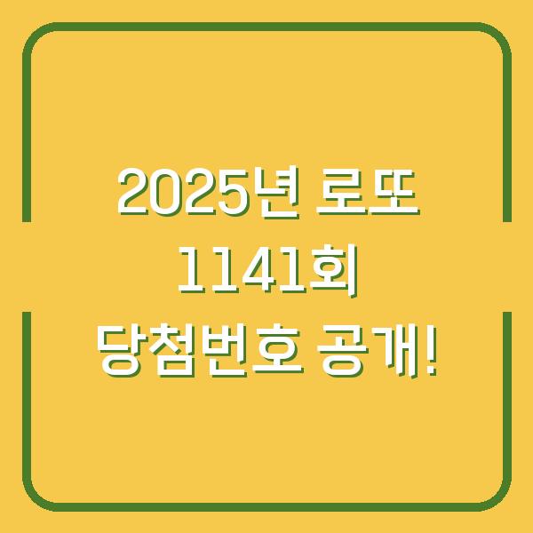 2025년 로또 1141회 당첨번호 공개!