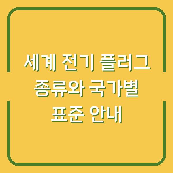 세계 전기 플러그 종류와 국가별 표준 안내