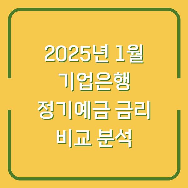 2025년 1월 기업은행 정기예금 금리 비교 분석