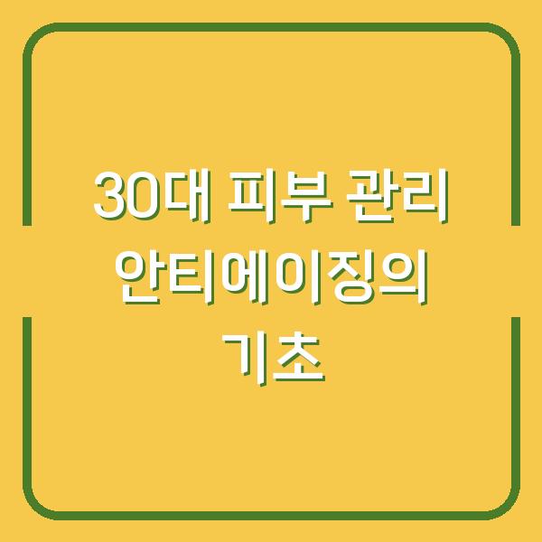 30대 피부 관리 안티에이징의 기초